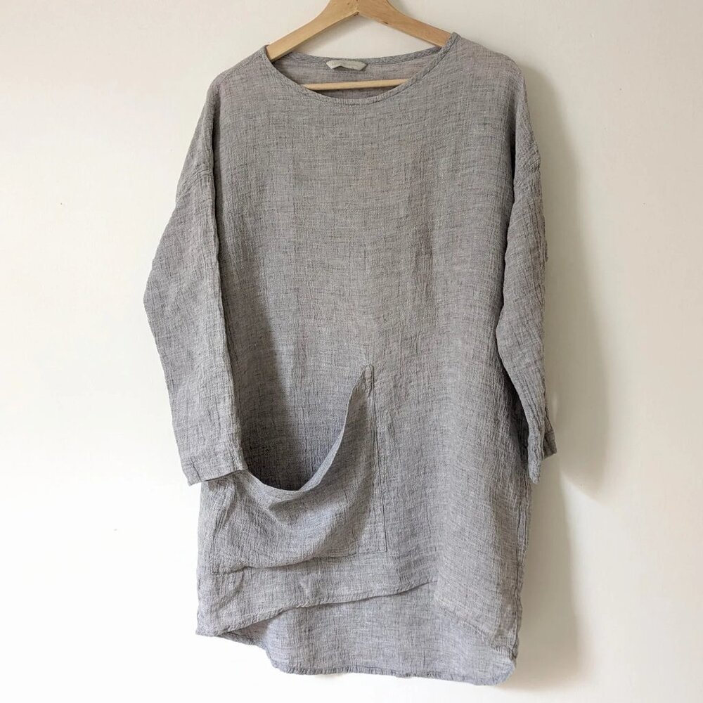 Elizabeth Suzanne Long Sleeve Harper Tunic Gray Gauze